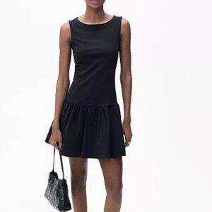 MANGO Women's Short Combined Black Mini Dress, Medium